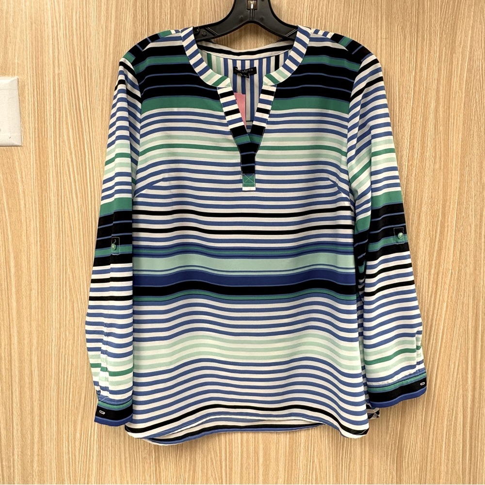 Talbots Blue Stripe Top Size Large Petite